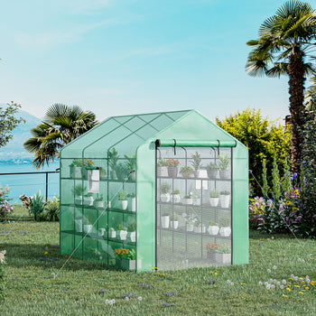 8' x 6' x 7' Temporary Greenhouse for Growing Flowers with Mesh Door & Windows Green