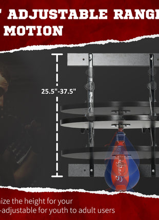 Adjustable Speed Bag Platform, Wall Mounted Speed Bags for Boxing, with 360-Degree Swivel and 10'' Speedbag