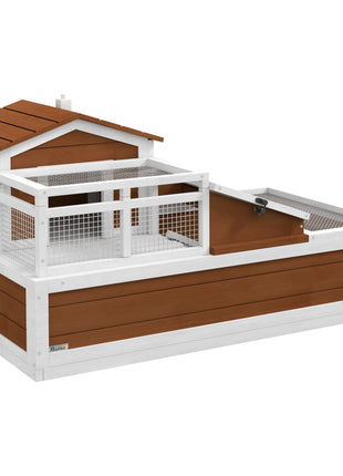 3-Room Tortoise Habitat House w/ Balcony & 2 Stories, 44" x 25.5" x 25", Coffee