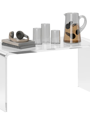 32" Acrylic Coffee Table, 0.6" Thick Rectangle Waterfall Center Table for Living Room, Modern, No Assembly Required, Clear