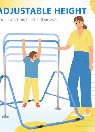 Folding Gymnastics Bar for Kids, Adjustable Height, Bubble Gum Blue