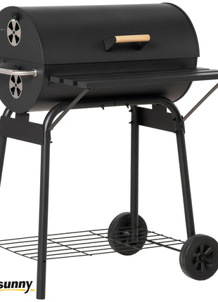 30" Portable Charcoal Barbecue Grill with Wheels Outdoor Barbecue with Adjustable Charcoal Rack, Storage Shelf, for Garden Camping Picnic