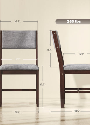 Modern Dining Chairs Set of 4, Linen Fabric Kitchen Chairs with Rubberwood Legs for Dining Room, Living Room, Gray