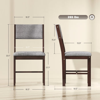 Modern Dining Chairs Set of 4, Linen Fabric Kitchen Chairs with Rubberwood Legs for Dining Room, Living Room, Gray