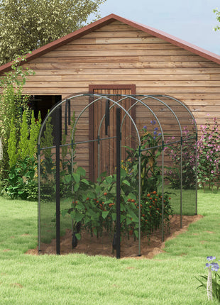 Galvanized Steel Crop Cage, Plant Protection Tent with Zippered Door, 4' x 12', Black