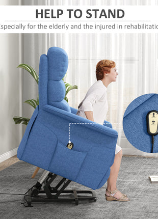 Power Lift Chair for Seniors, Electric Lift Recliner Chair with Remote Control, Side Pockets for Living Room, Blue