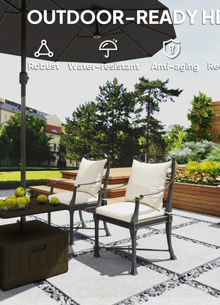 Patio Umbrella Base with Table Tray, Heavy Duty Weighted Umbrella Stand，Wheels Handles, 176lbs，Stand Filling, Black