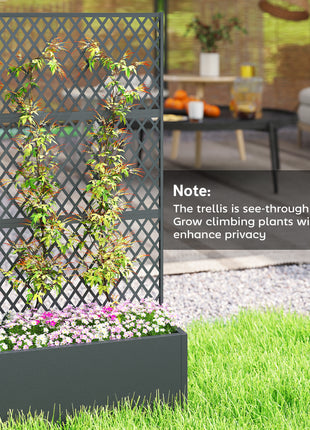 Metal Planter Box with Trellis, Raised Garden Bed with Trellis, Diamond Lattice Privacy Planter for Climbing Plants
