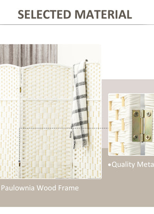 Folding Room Divider Screen 6 Panel 6' Tall Privacy Screen Freestanding Wood Partition for Home Office, White