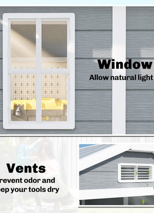 6' x 4' Outdoor Storage Shed, Plastic Shed with Floor, Window, Lockable Door and Vents for Outdoor Patio Storage, Gray