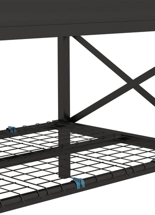 Galvanized Raised Garden Bed, Metal Planter Box with Legs, Storage Shelf and Bed Liner, Black