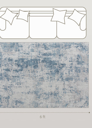 Area Rug 4x6, Machine Washable Rug, Non-Slip Modern Abstract Floor Carpet for Living Room, Bedroom, Dining Room, Blue