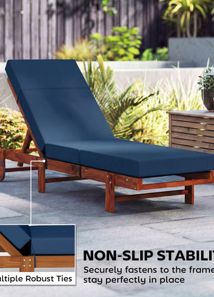 Chaise Lounge Cushion, 4" Thick Outdoor Lounge Chair Cushions with Ties for Patio, 26" x 80", Navy Blue