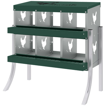 Chicken Nesting Boxes, 6 Compartment Steel Nesting Boxes for Chickens, Wall Mount Egg Laying Boxes with Vented Holes