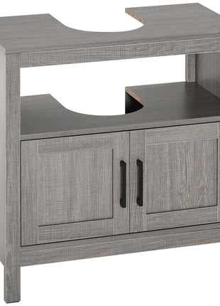Pedestal Sink Storage Cabinet, Bathroom Under Sink Cabinet with 2 Doors and Open Shelf, Bathroom Vanity, Gray