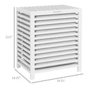 55 L Bamboo Laundry Basket with Lid, Cloth Hamper with Removable Liner Bag, 19.75 x 14.25 x 23.5 Inches, White