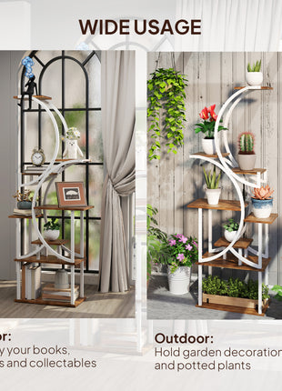Plant Stand Indoor, 8 Tier 62" S-Shaped Plant Shelf, Corner Plant Rack for Multiple Plants, Carbonised Finish