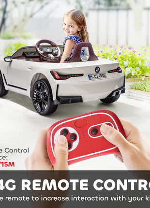 12V Electric Car for Kids with 2.4G Remote Control, Suspension, White