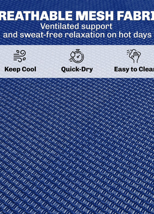 2 Folding Chaise Lounge Pool Chairs with 4-Position Reclining Back, Pillow, Breathable Mesh & Bungee Seat, Blue