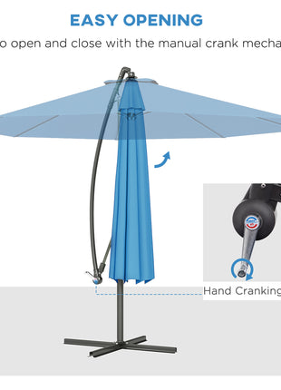 10' Cantilever Tilt Offset Patio Umbrella w/ UV & Water Safe Material & Cross Base (Weight Not Included), Blue