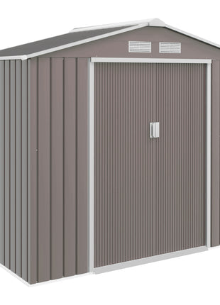 7' x 4' Outdoor Storage Shed, Garden Tool Metal Shed with Foundation Kit, Double Lockable Door, Air Vents and Sloping Roof, for Backyard, Patio, Lawn, Gray