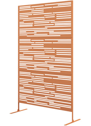 78" H x 48" W Metal Outdoor Privacy Screen, Freestanding Decorative Privacy Fence Screen for Balcony, Brown