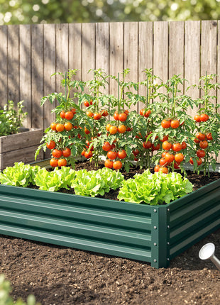 Galvanized Raised Garden Bed, 4' x 4' x 1' Metal Planter Box, for Growing Vegetables, Flowers, Herbs, Succulents, Green
