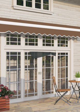 13' x 8' Retractable Awning, Patio Awnings, Sunshade Shelter w/ Manual Crank Handle, UV & Water-Resistant Fabric and Aluminum Frame for Deck, Balcony, Yard, Coffee Brown