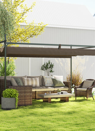 10' x 13' Metal Retractable Pergola Canopy, Outdoor Pergola for Garden, Patio, Backyard, Deck, Brown