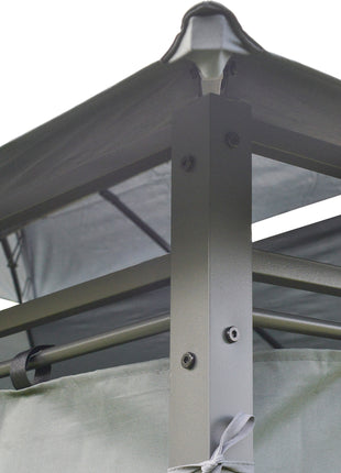 10' x 13' Outdoor Soft Top Gazebo Pergola with Curtains, 2-Tier Steel Frame Gazebo for Patio, Sage Gray