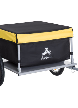 Bicycle Cargo Trailer, Two-Wheel Bike Luggage Wagon Trailer with Removable Cover, Fits 20" - 26" Bicycle Wheels, Yellow