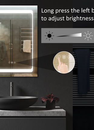 Wall-Mounted Plug-In Bathroom Organizer with 3 Storage Shelves, LED Lighted Medicine Cabinet with Mirror