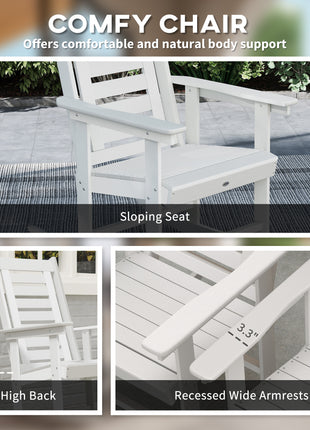 2 Pieces Outdoor Rocking Chairs, HDPE Patio Rockers with 28" High Back, Wide Armrests for Porch Backyard, White