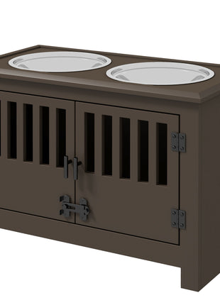 Dog Food Storage Cabinet with Bowls & Dog Feeding Station, Espresso
