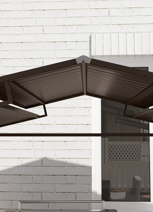 8 x 5ft Hardtop Grill Gazebo with Double Metal Roof, 2 Side Shelves and 4 Cup Holders for Patio Backyard Lawn Deck