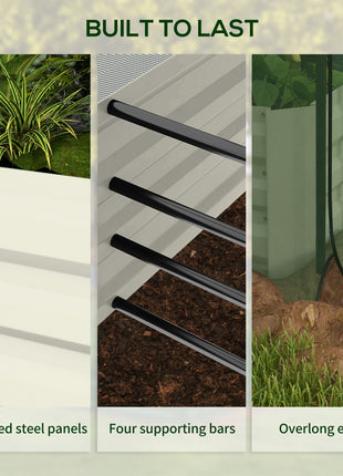 Galvanized Steel Planter Box with Crop Cage and Shade Cloth, Raised Garden Bed for Flowers, Veggies and Herbs, Beige