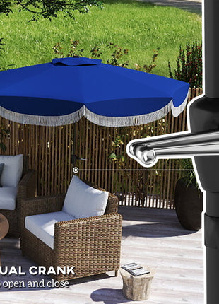 9FT Patio Umbrella, UPF 30+ Outdoor Market Umbrella with Crank, 8 Ribs, Push Button Tilt, Vented for Patio Deck Backyard Lawn, Navy Blue