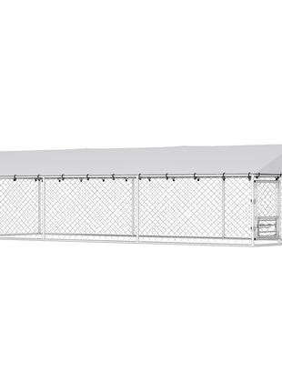 Dog Kennel Outdoor Dog Run Waterproof UV-Resist Cover Lockable Door Adjustable Bowls 20 x 7.5 x 5ft