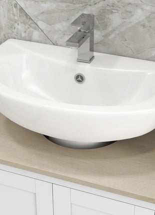 Pedestal Sink Storage Cabinet, Under Sink Cabinet with U-Shape and Adjustable Internal Shelf, White