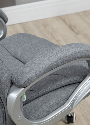 High Back Home Office Chair Executive Computer Chair with Adjustable Height, Upholstered Thick Padding Headrest and Armrest - Grey