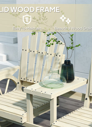 2-Seat Wooden Garden Bench with Table, Umbrella Hole, High Backrest, Armrests for Backyard, Patio, Garden, Natural Wood