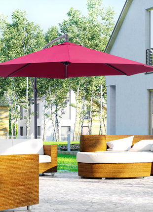 10' Cantilever Patio Umbrellas with UV and Water Resistant for Patio & Backyard Comfortable Red