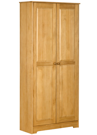 67" Pinewood Kitchen Pantry Storage Cabinet, Freestanding Cabinets with Doors and Shelves, Dining Room