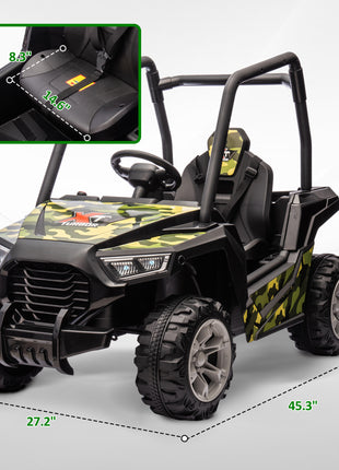 12V Kids Electric Car with Parent Remote Control, Spring Suspension, Soft Start, Music, LED Light, Safety Belt, Green