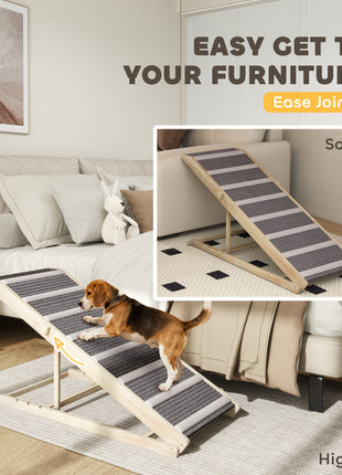 Dog Ramp for Couch, Foldable Pet Ramp for Small to Large Dog, 4 Adjustable Height from 16" to 23.5"