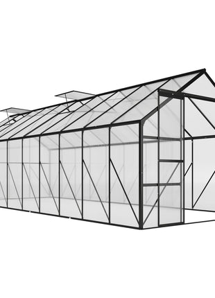 20' x 8' Aluminum Greenhouse Polycarbonate Walk-in Garden Greenhouse Kit with Adjustable Roof Vent, Rain Gutter and Sliding Door for Winter, Clear