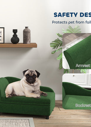 Pet Sofa Bed Couch with Storage, Pet Sofa for Cats and Small Dogs, Green