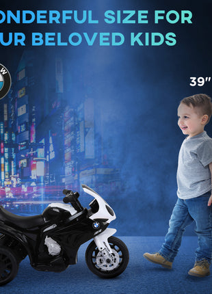 6V 3 Wheeled Electric Motorcycle, Kids Motorcycle Licensed BMW with Headlight, Music, Black