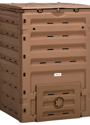 Garden Compost Bin, 120 Gallon (450L) Garden Composter, BPA Free, with 80 Vents and 2 Sliding Doors, Lightweight & Sturdy, Fast Creation of Fertile Soil, Brown