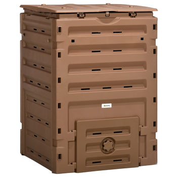 Garden Compost Bin, 120 Gallon (450L) Garden Composter, BPA Free, with 80 Vents and 2 Sliding Doors, Lightweight & Sturdy, Fast Creation of Fertile Soil, Brown